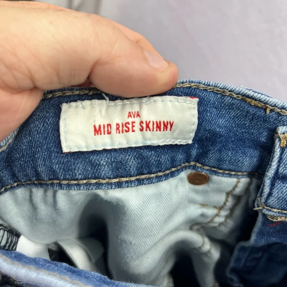 Lucky Brand Ava‎ Mid Rise Skinny Ankle Jeans Womens 4/27 Blue Denim Stretch 2460